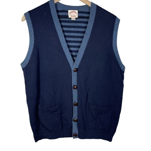 Brooks Brothers Regular Size L Vest Lambs Wool Sweaters for Men